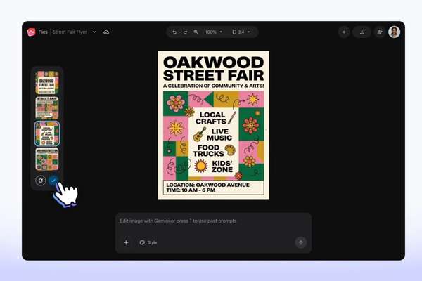 Google Pics похож на Canva, но с еще большим количеством искусственного интеллекта.